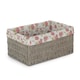 image 1 of Small Paper Rope Storage Basket with Garden Rose Cotton Lining | Grey | Grey | S