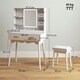 image 7 of HOMCOM Dressing Table with LED Lighted Mirror and Cushioned Stool White | White | Gold | 80W x 40D x 137.5H cm