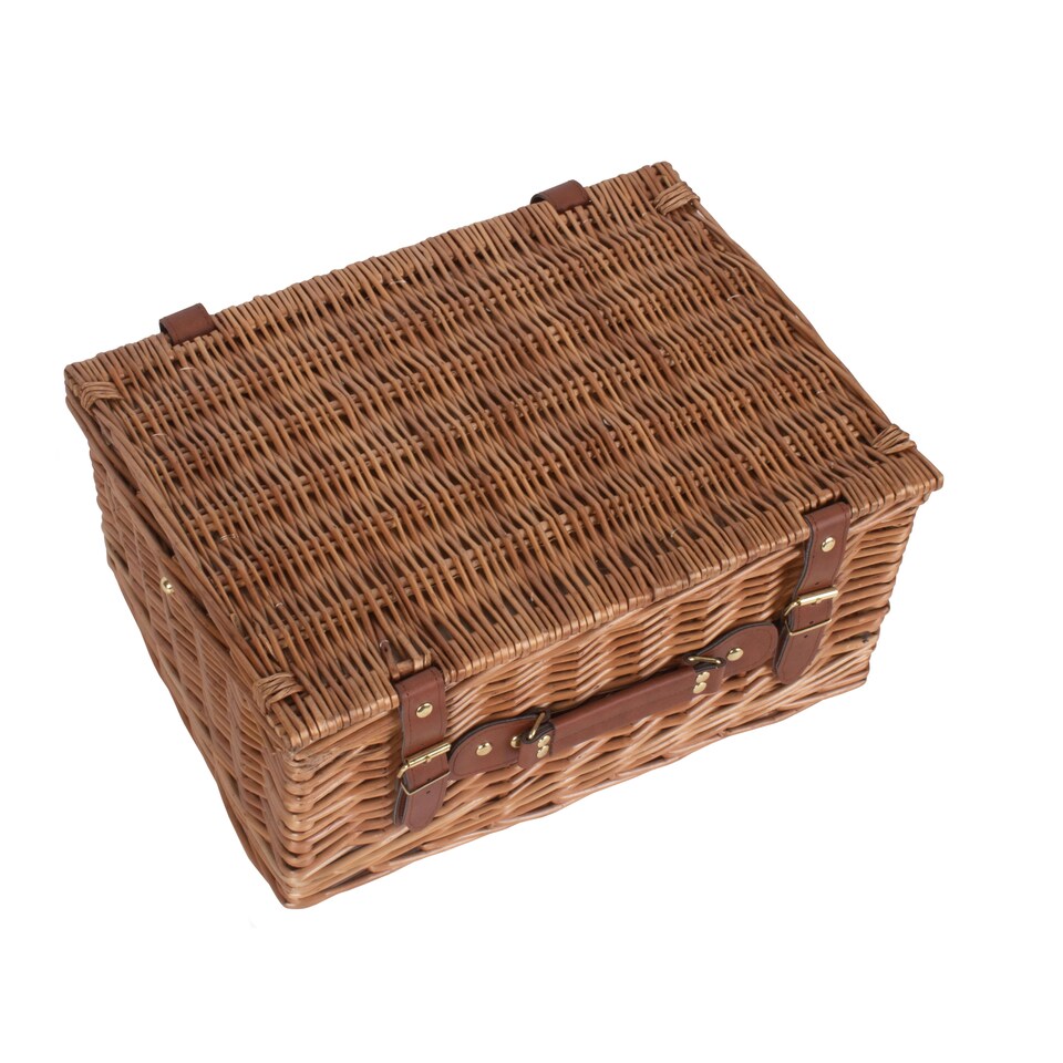 image 1 of 4 Person Classic Wicker Fitted Picnic Basket | White | White | 1