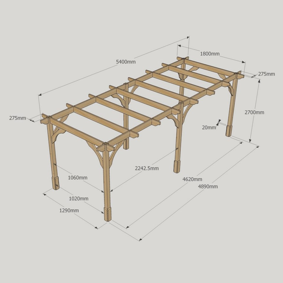 image 1 of Premium Pergola 6 Posts - Wood - L180 x W540 x H270 cm - Rustic Brown