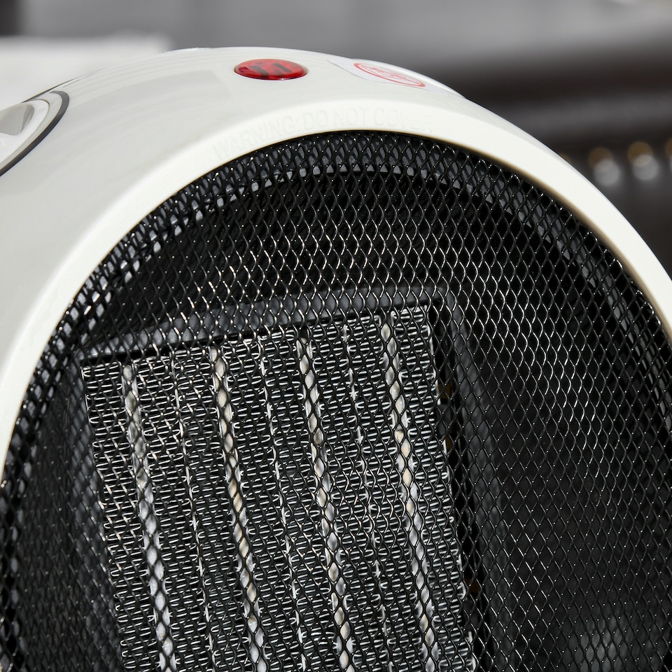 image 1 of HOMCOM 1500W Small Space Heater, Ceramic Electric Plug in Fan Heater with 3 Heat Setting, Adjustable Temperature, Tip-Over, Overheating Protection, Low Energy, White