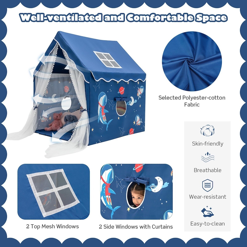 image 1 of COSTWAY Kids Play House Children Indoor Playhouse Castle Fairy Tent