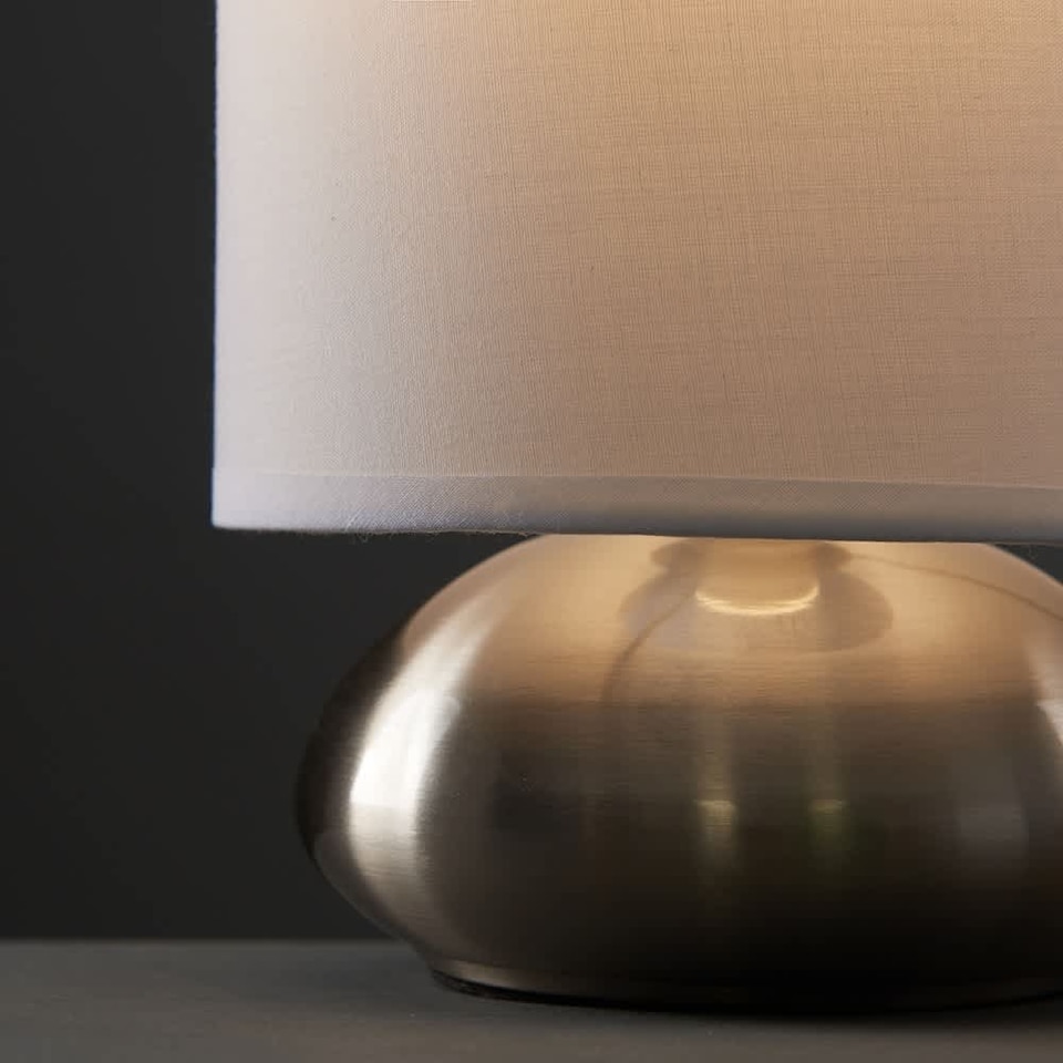 image 1 of ValueLights Chrome Touch Table Lamp White Shade