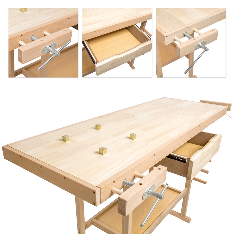 image 1 of Woodworking Bench - with 2 vices, spacious drawer, shelf