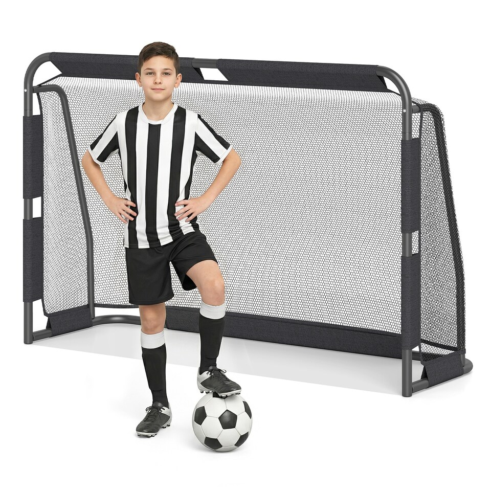 image 1 of COSTWAY Soccer Goal Set for Backyard 6 ft x 4 ft Metal Frame Goal Post