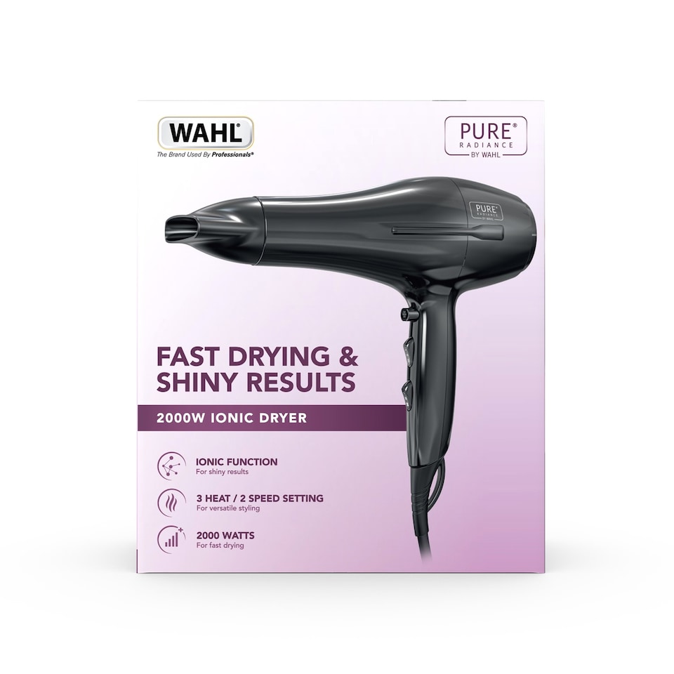 image 1 of Wahl Pure Radiance 2000W Ionic Hair Dryer 3 Heat and 2 Speed Settings ZY129