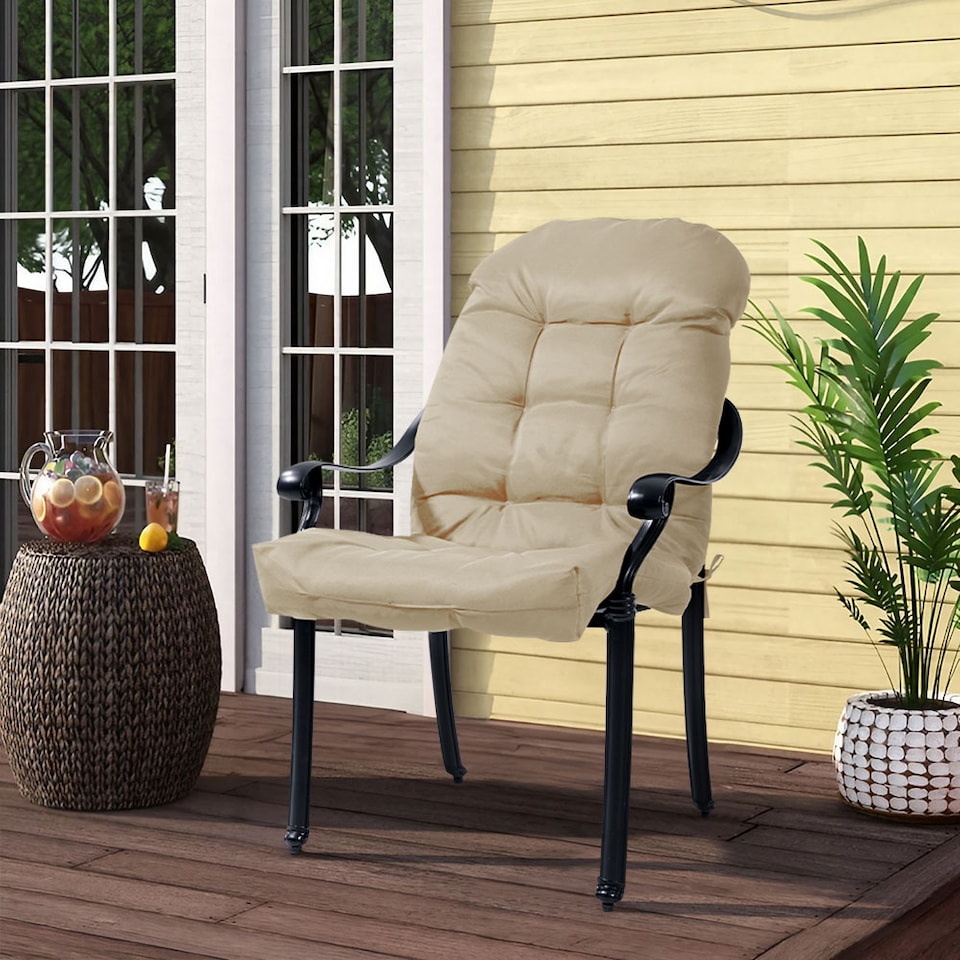 image 1 of Living and Home Outdoor Waterproof Tufted Swing Seat Cushion, Khaki-110cm | Cream