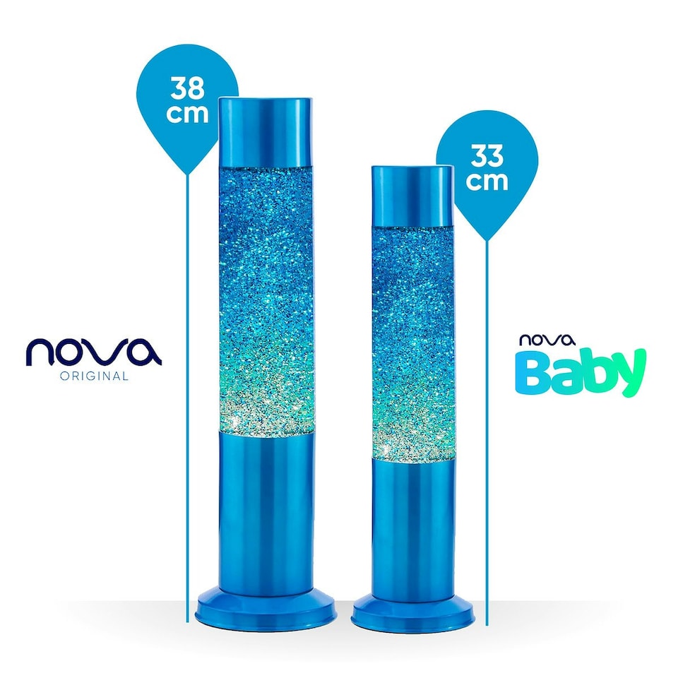 image 1 of Nova Baby Blue Glitter Lamp Blue