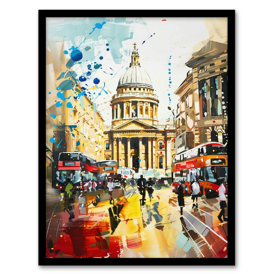 image 1 of St Paul's Cathedral London England Abstract Black Framed Wall Art Print A4