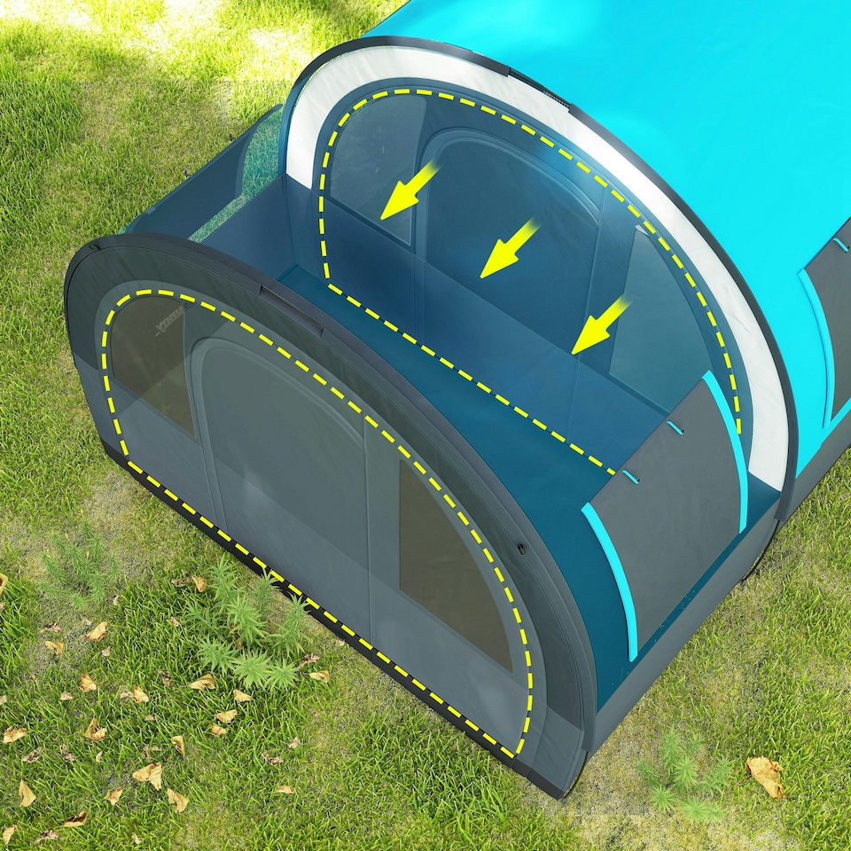 image 1 of Outsunny Camping Tent, 3000mm Waterproof Family Tent for 5-6 Man, Orange