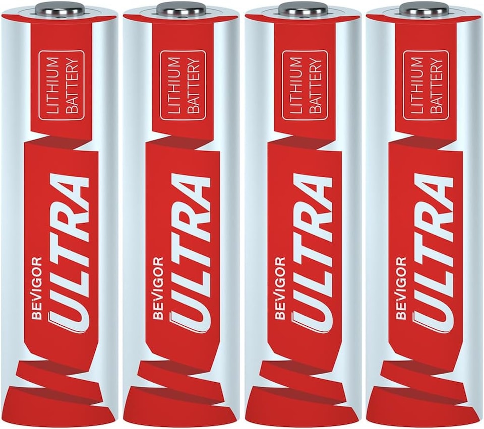 image 1 of Bevigor Ultra AA Lithium Batteries - Pack of 4 - 3500mAh 1.5V High Capacity Long Lasting AA Batteries, Suitable for a Variety of Household Equipment, Security Equipment (Non-Rechargeable)
