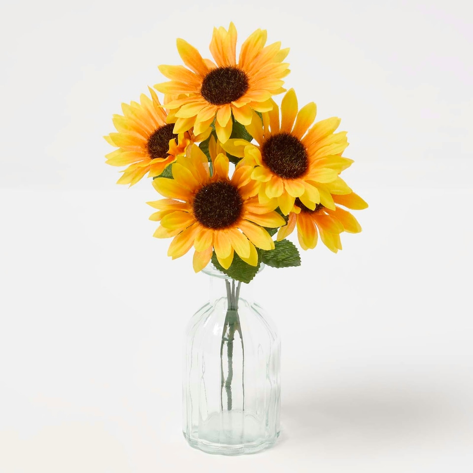 image 1 of Homescapes Handmade Sunflower Artificial Bouquet