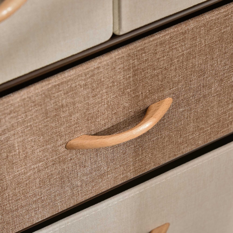 image 1 of HOMCOM 5-Drawer Dresser Tower 3-Tier Storage Organizer with Steel Frame Wooden Top for Bedroom Hallway Closets