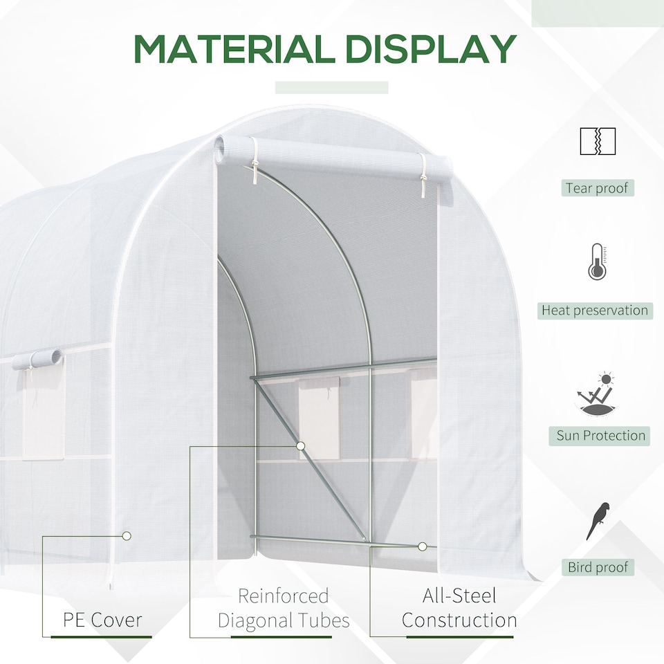 image 1 of Outsunny Greenhouse Solid Frame Walk-in Garden Grow Large Insect Poly Tunnel