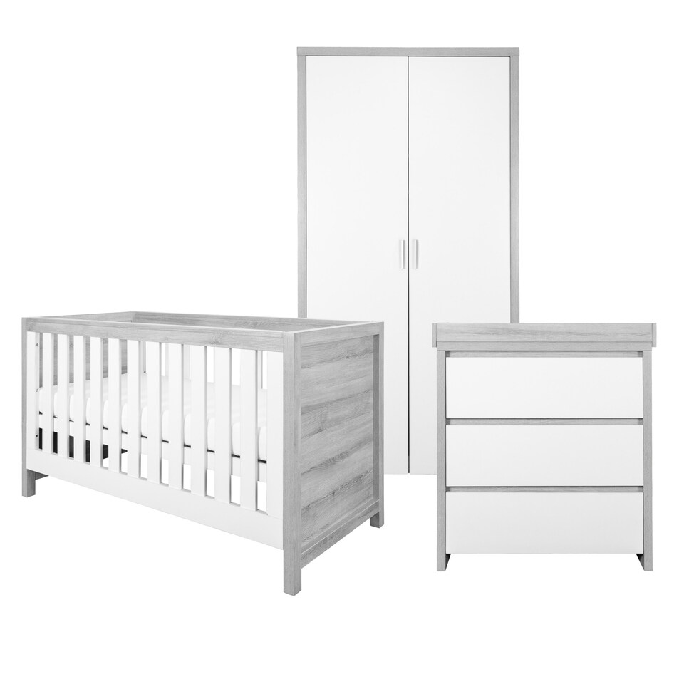 image 1 of Tutti Bambini Modena 3 Piece Room Set - Grey Ash/White