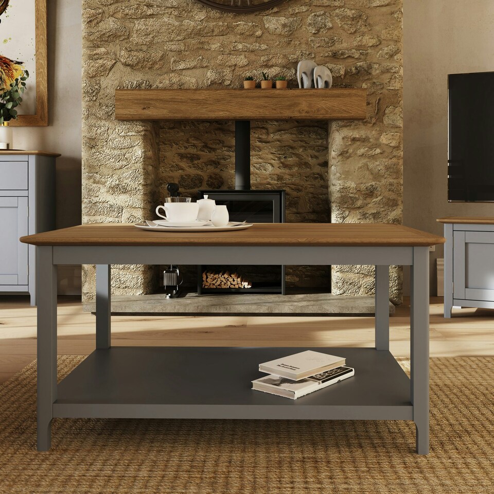 image 1 of Taberno Oak Coffee Table Dove Grey Grey