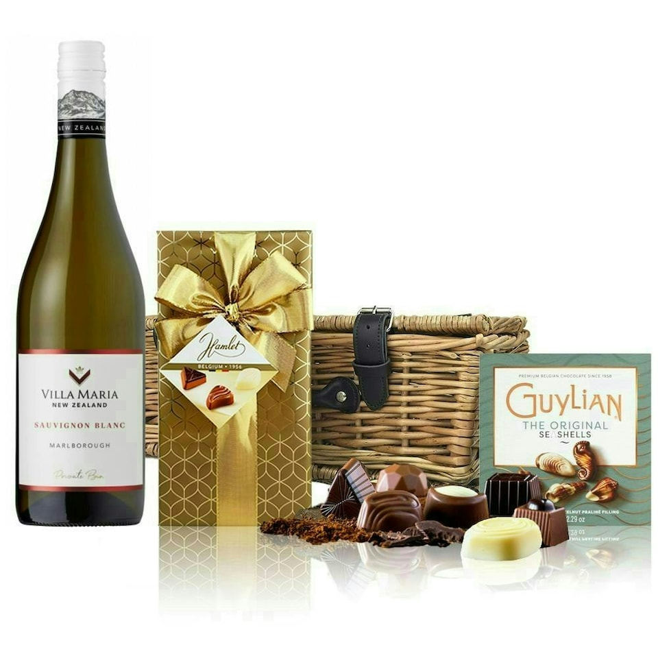 image 1 of Villa Maria Private Bin Sauvigion Blanc Wine and Chocolates Hamper 75cl 12.5% abv