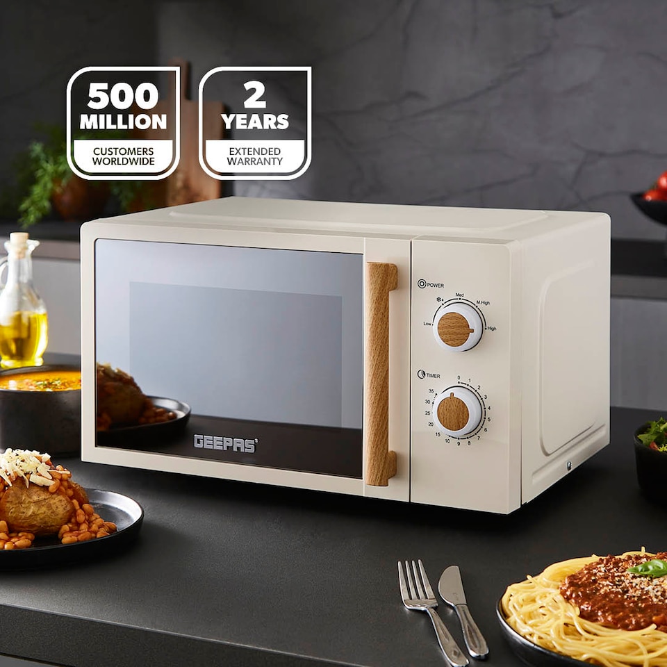 image 1 of GEEPAS 20L Microwave Oven 700W | NordiQ Design Cream