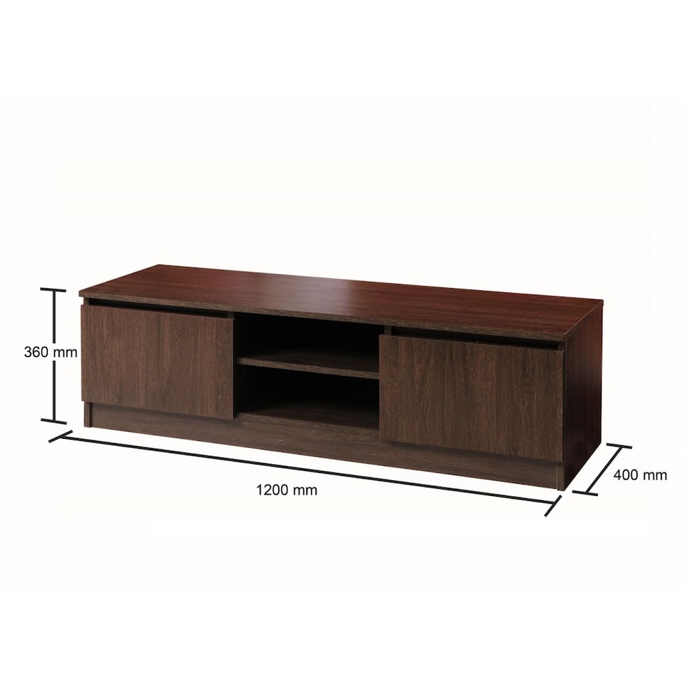 image 1 of Modern TV Unit 120cm Media Cabinet 2 Doors & Shelf Wenge Turin
