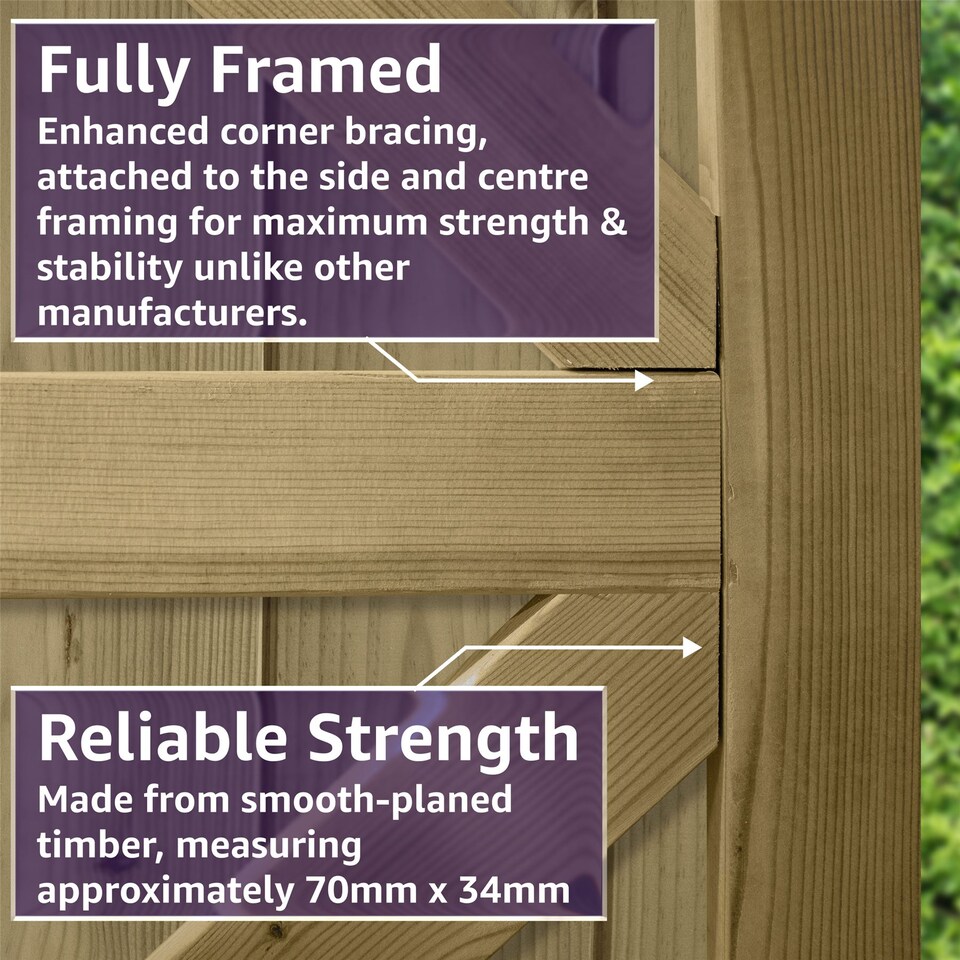 image 1 of Arch Top Wooden Garden Gate 6ft x 4ft Tongue & Groove Fully Framed Treated Door
