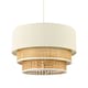 image 2 of Contemporary Triple Tier Cream Linen and Natural Rattan Pendant Shade | Brown | Brown | 1