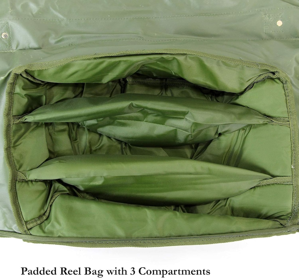 image 1 of Actiaspet 3+3 Fishing Rod Holdall 12ft Padded Rod & Reel Bag with Shoulder Strap, 2 External Pockets, Fits 6 Rods (Made & Unmade), 205cm