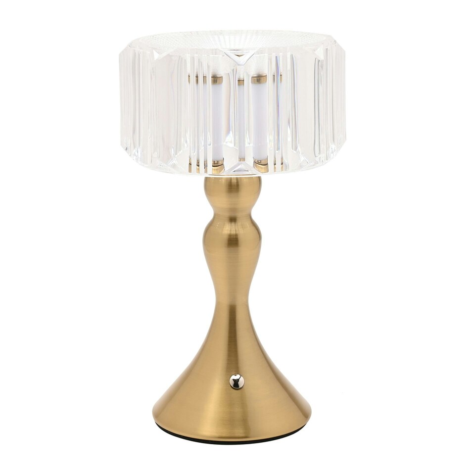image 1 of Hestia Crystal Effect USB Touch Table Lamp with Curved Bronze Base