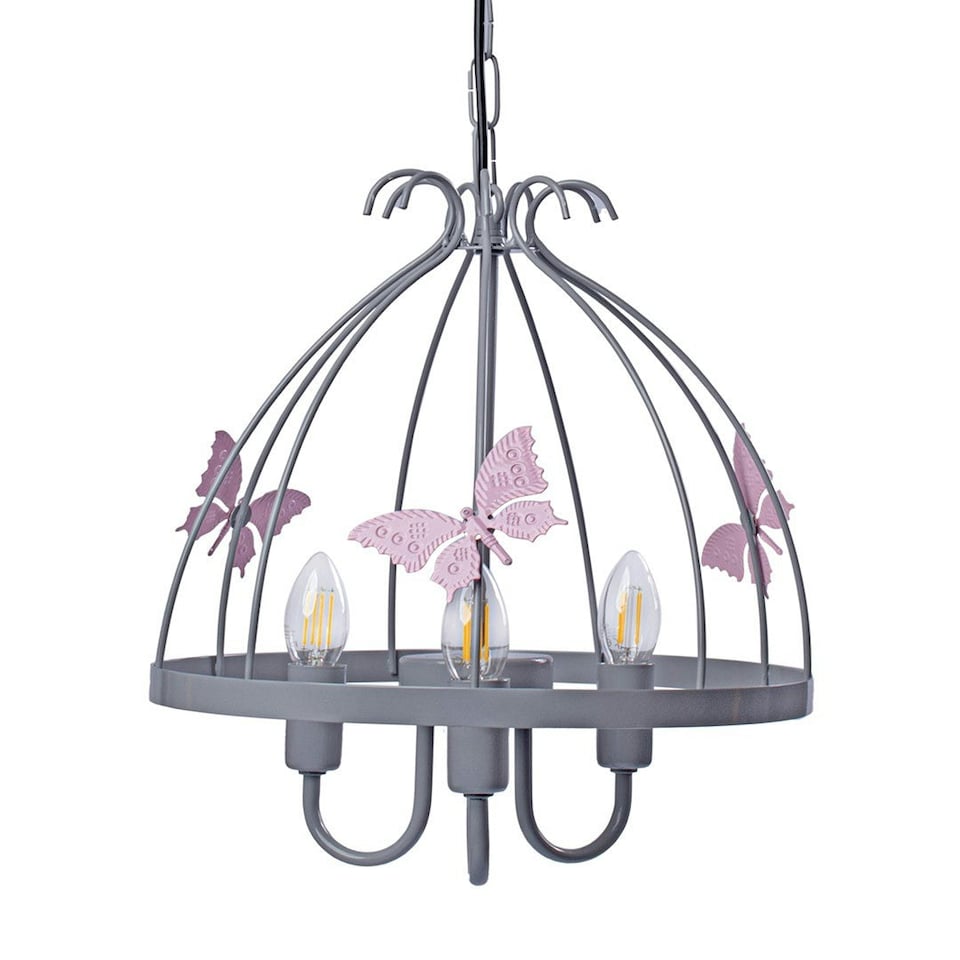 image 1 of Milagro Chandelier Kago 3XE14  Grey and Pink