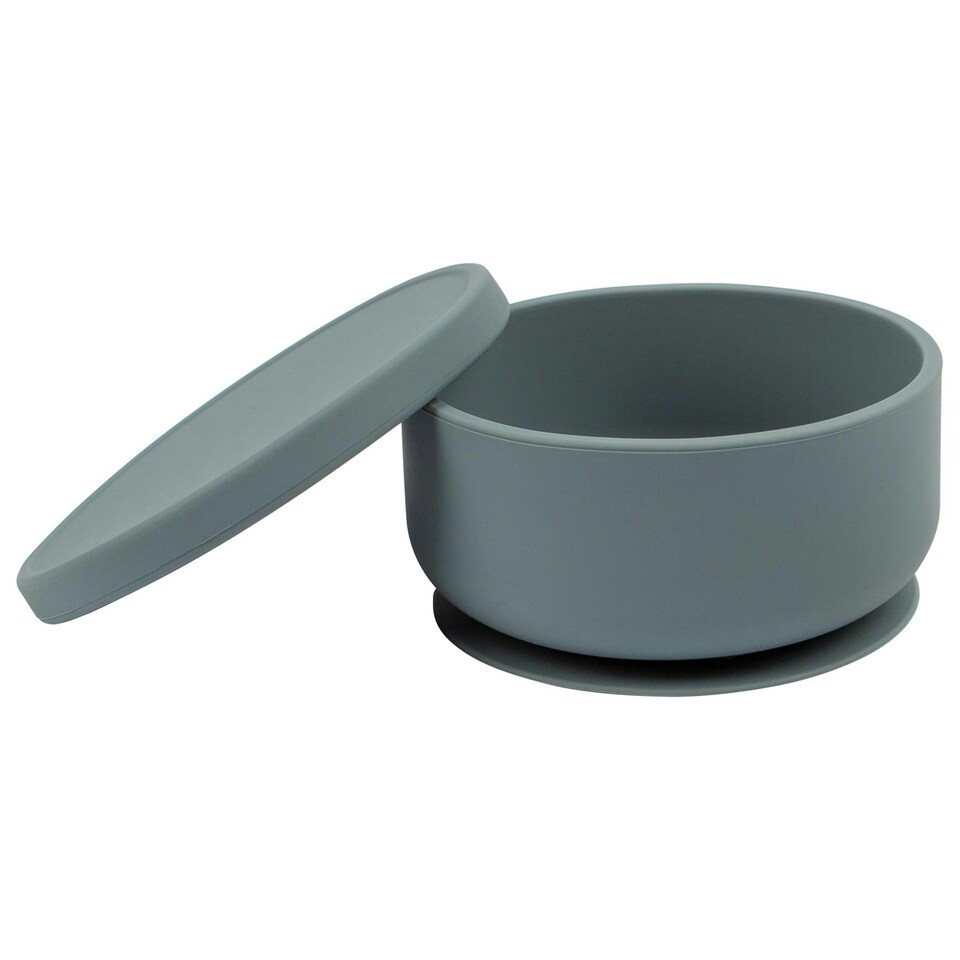 image 1 of Tiny Dining Baby Silicone Suction Bowl with Lid - Tradewinds Grey
