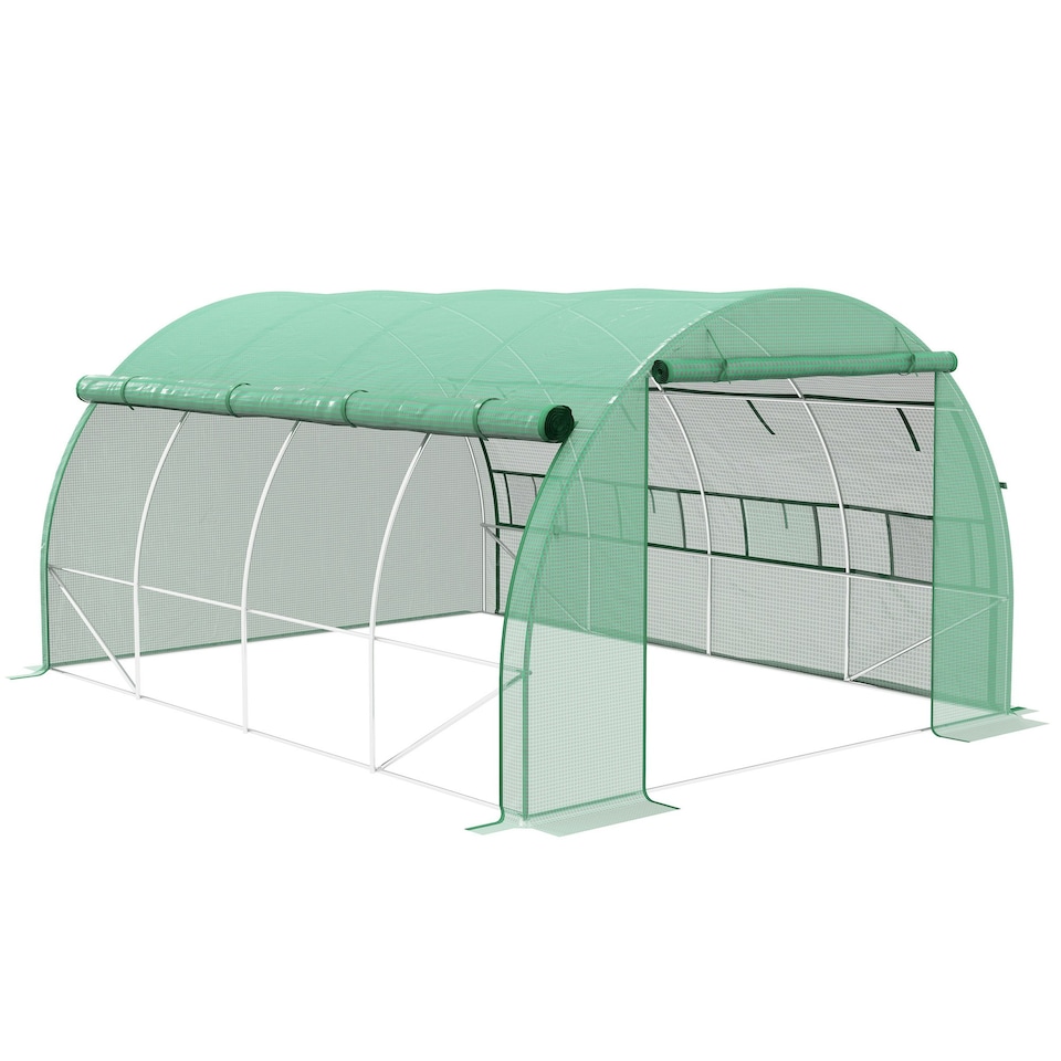 image 1 of Outsunny 4 x 3 x 2 m Polytunnel Greenhouse Pollytunnel Tent Steel Frame Green