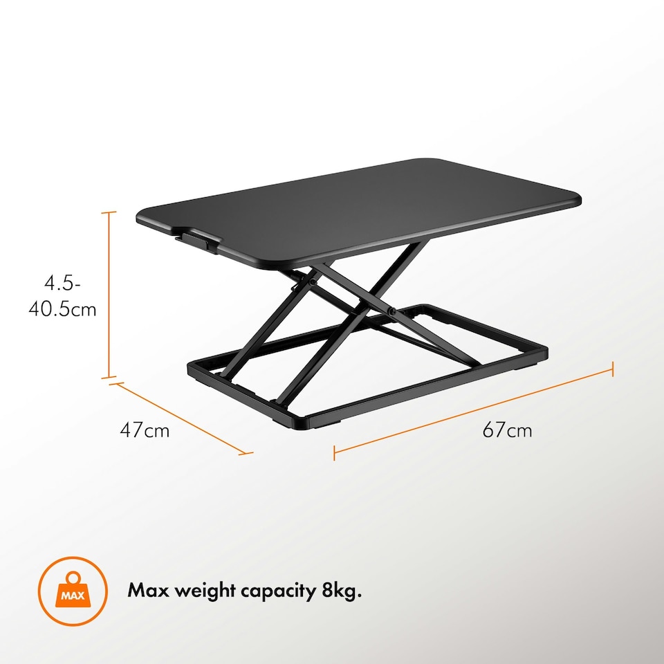image 1 of Vonhaus Black Standing Desk Converter for Home Office