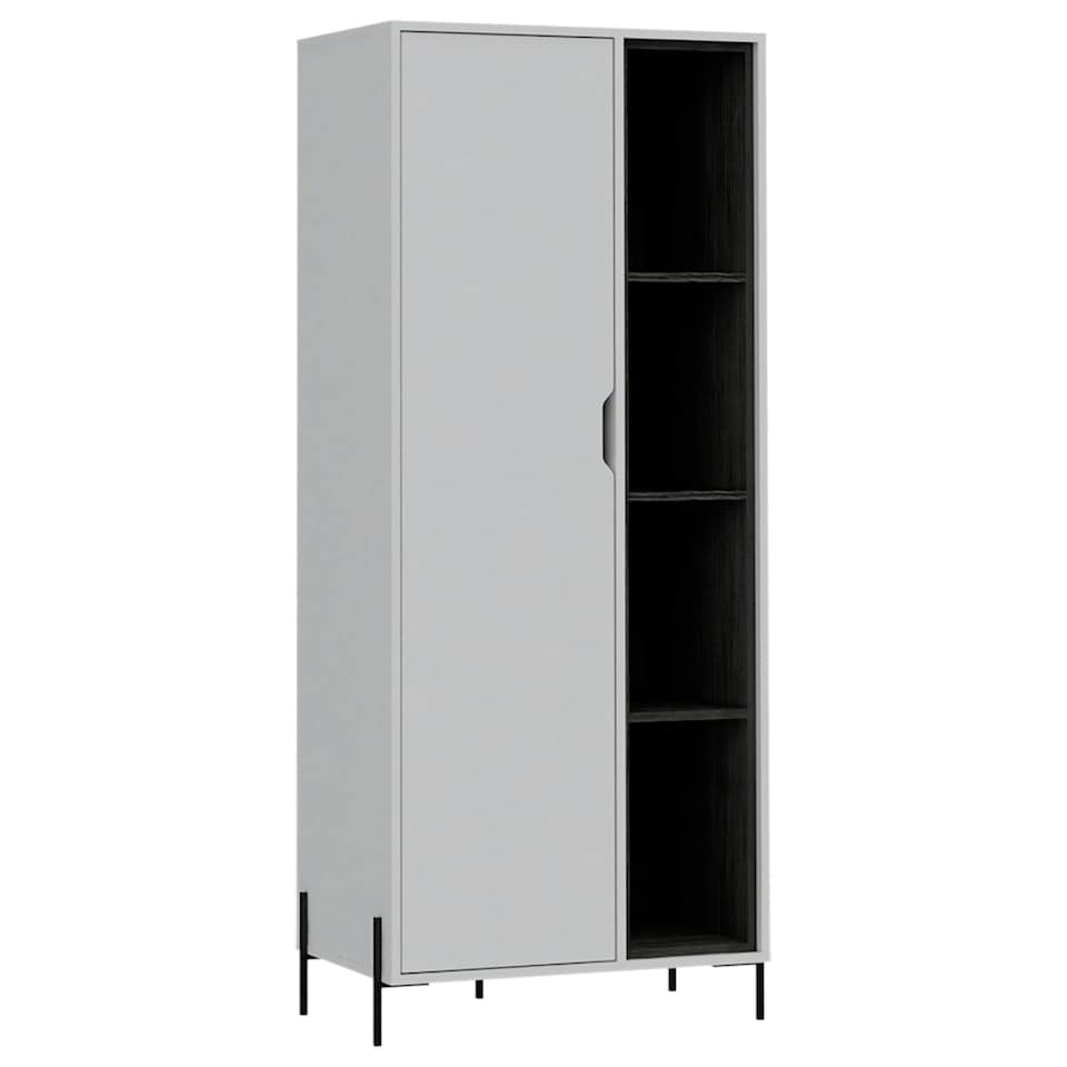 image 1 of Core Products Dallas Bookcase Display Unit - White & Carbon Grey Oak Effect, H160.0cm x W68.6cm x D42.3cm White