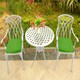 image 8 of Centurion Supports OSHOWA Luxurious Garden and Patio Table and 2 Large Chairs with Armrests Cast Aluminium Bistro Set - White with Green Cushions