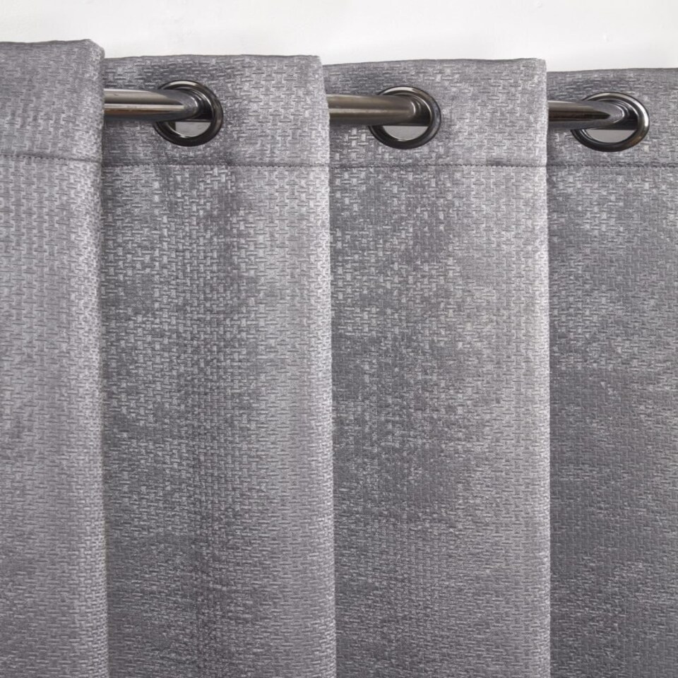 image 1 of Metro Thermal Blackout Eyelet Curtains 116cm x 137cm Silver Grey | Grey