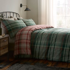 D & D Bennet Check Duvet Cover Set Green