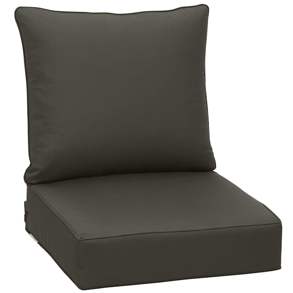 image 1 of Outsunny Outdoor Seat and Back Cushion Set, Deep Seating Chair Cushion, Grey