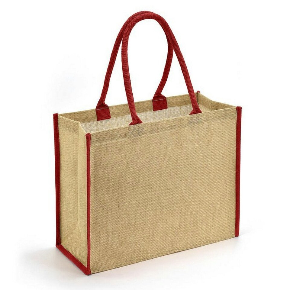 Brand Lab Tipped Jute Shopper - Natural/Red - One Size