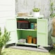 image 8 of Outsunny Wooden Garden Shed, Garden Tool Storage Shed with Hinged Roof and Shelf, Outdoor Storage Cabinet with Double Doors, Light Green
