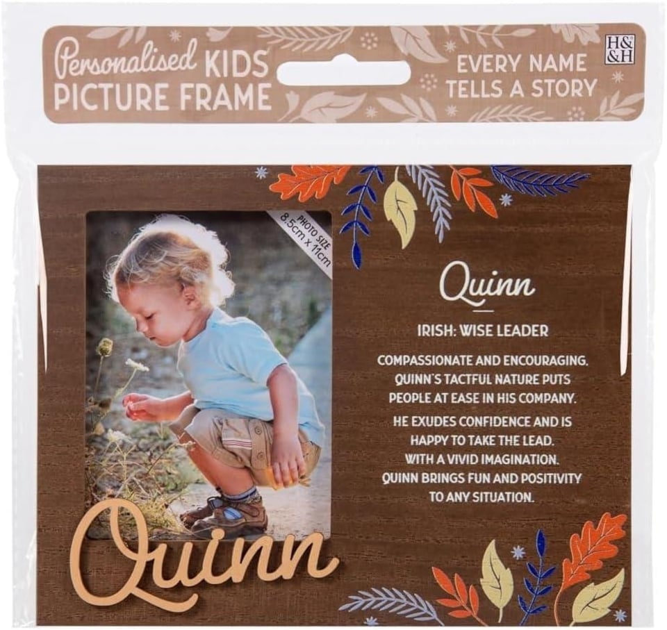 image 1 of History & Heraldry Pre-Personalised Kids Wooden Picture Frame - Quinn