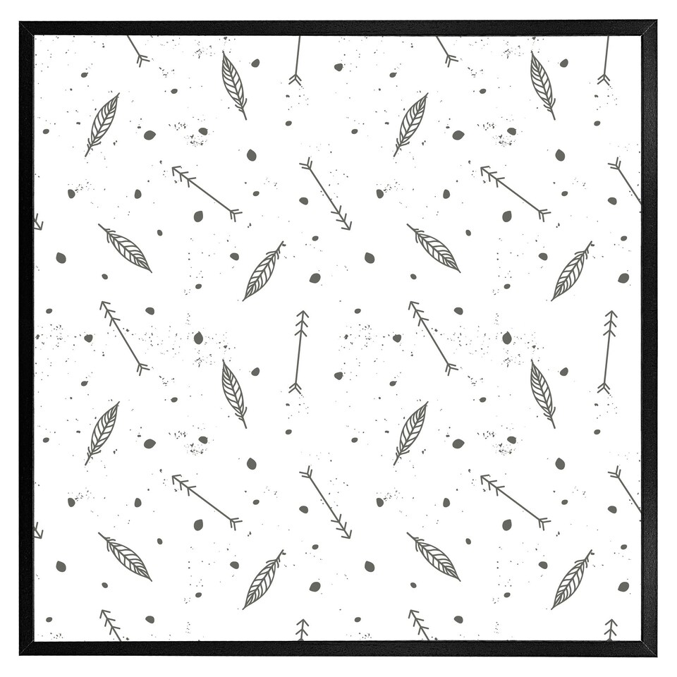 image 1 of Feathers and arrows in boho style (Picutre Frame) Brown | Oak | XL