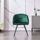 image 2 of Single Vittorio Velvet Dining Chair with Black Metal Legs, Quilted Design Modern Accent Chair | Green