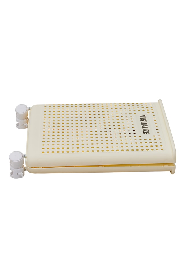 image 1 of Living and Home Foldable Laundry Basket with Wheels, L | Cream | L