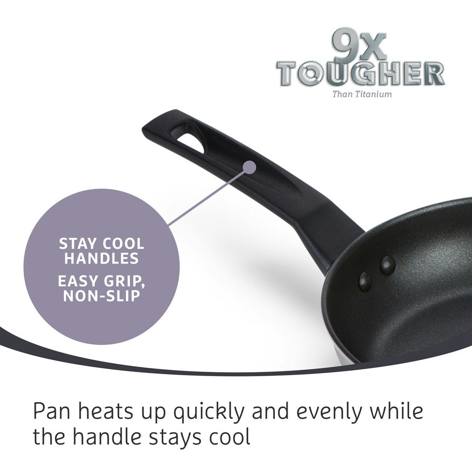 image 1 of Prestige 9 X Tougher: Non-Stick Stainless Steel Saucepans & Lid, Frying Pan, Milk Pan Set - 5 Pieces