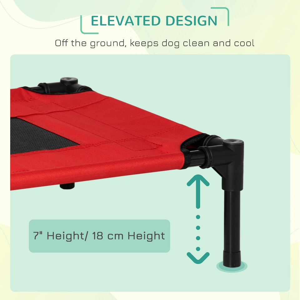 image 1 of Pawhut Elevated Pet Bed Dog Cool Cot Sleep Indoor Outdoor Portable Basket Red