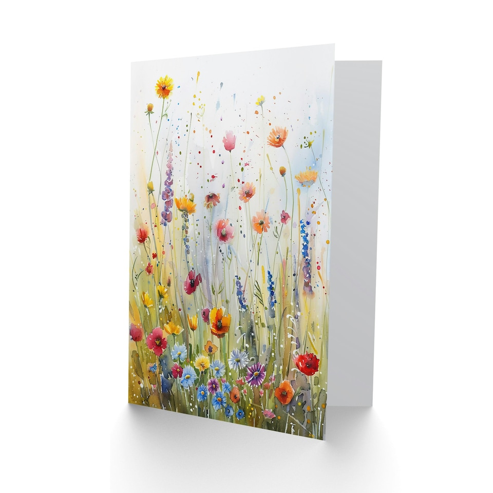 image 1 of Spring Wildflower Meadow Watercolour Him Her Birthday Card