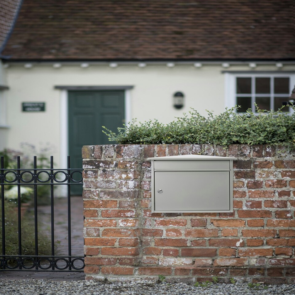 image 1 of Burg-Wachter Mersey Large Wall Mounted Galvanised Steel Post Box - 36x35x20cm Silver
