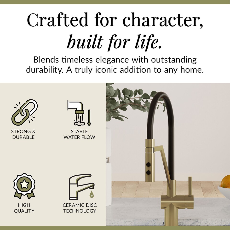 image 1 of Rana Kitchen Mono Mixer Tap Single Lever Brushed Brass | Copper | Brushed Brass | 1