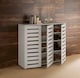 image 2 of Oslo 3 Door Wooden Shoe Storage Cabinet Rack Stand Cupboard Slatted Doors | Grey