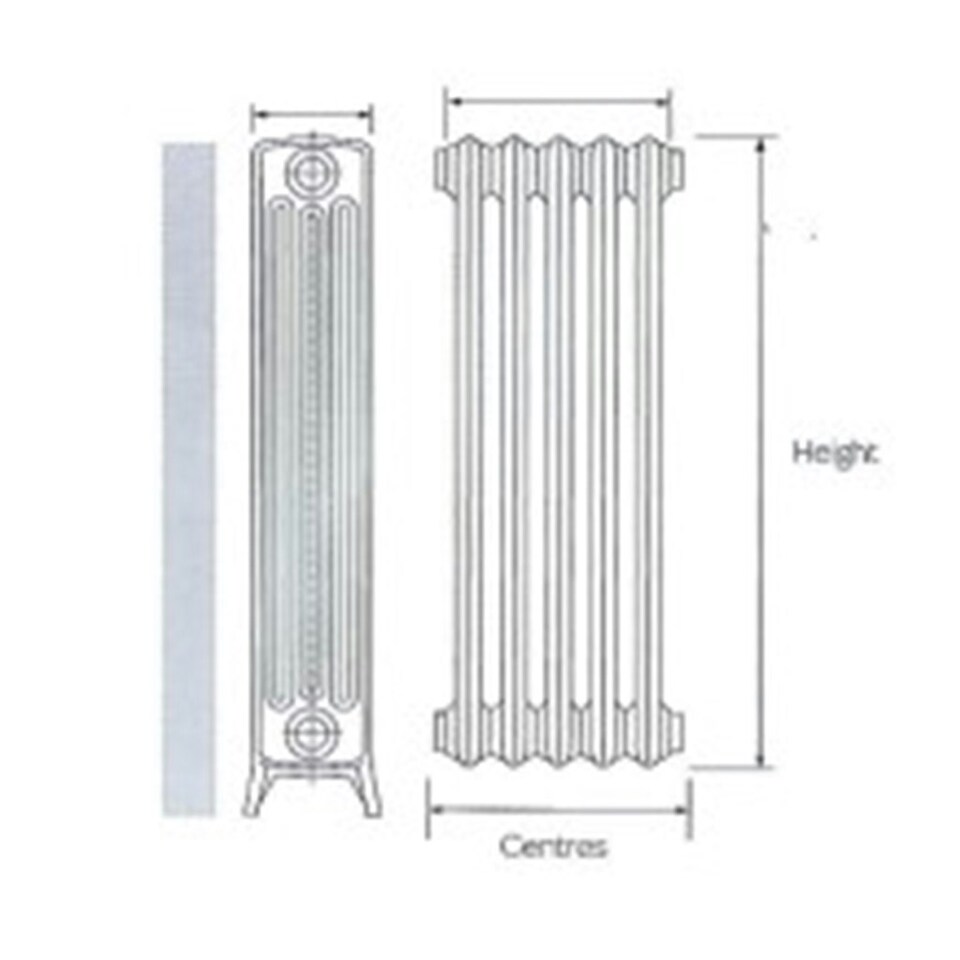 image 1 of 954mm (H) x 456mm (W) - Cast Iron Horizontal Radiator (Rome) - (0.954m x 0.456m) - Depth 180mm