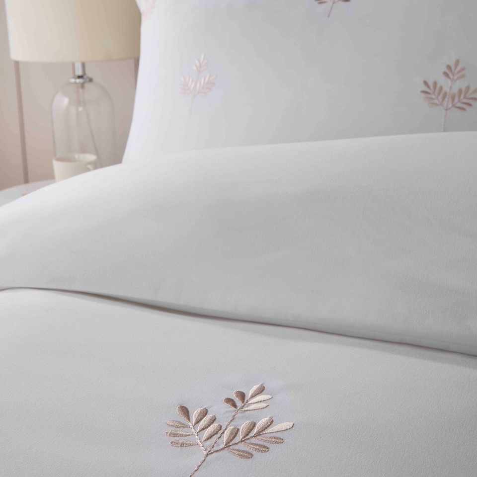 image 1 of Serene Emily Embroidery Duvet Cover Set Natural